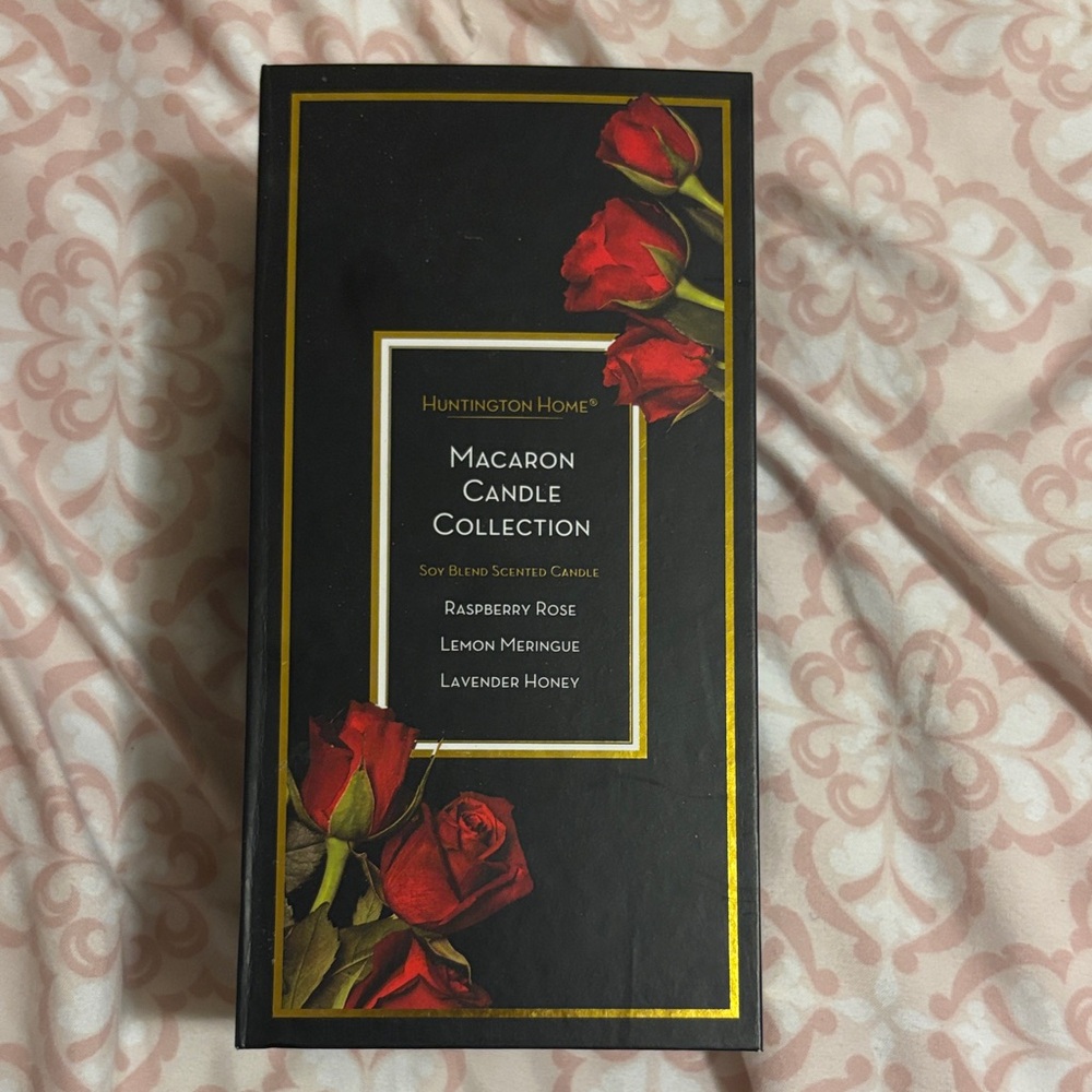 Huntington Home Red Rose Macaron Candle Set